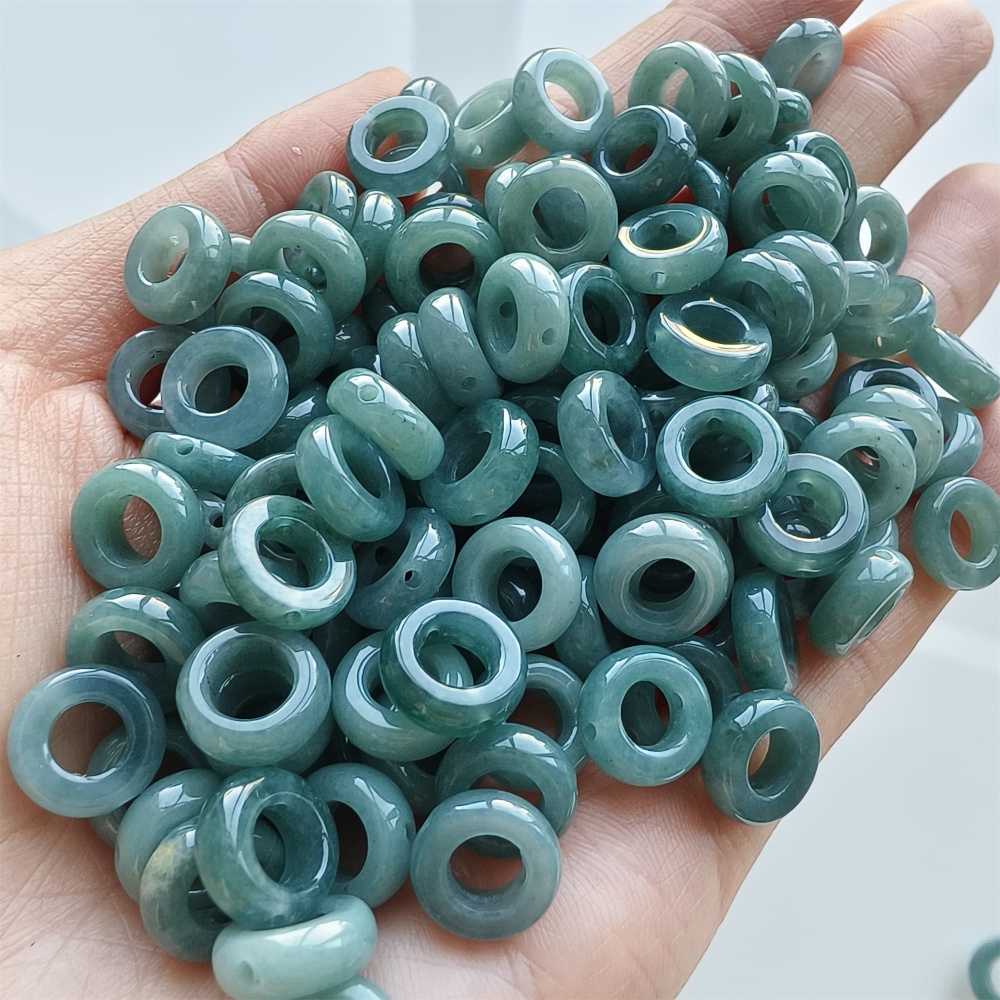 DDP 20pcs 10mm Natural Certificated Type A Blue Guatemalan Jadeite Donut And Ring Beads