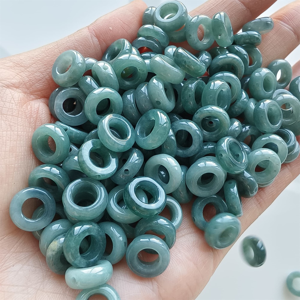 DDP 20pcs 10mm Natural Certificated Type A Blue Guatemalan Jadeite Donut And Ring Beads