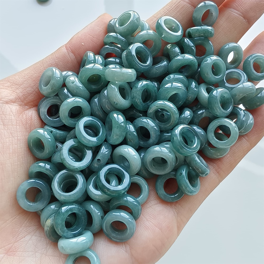 DDP 20pcs 10mm Natural Certificated Type A Blue Guatemalan Jadeite Donut And Ring Beads