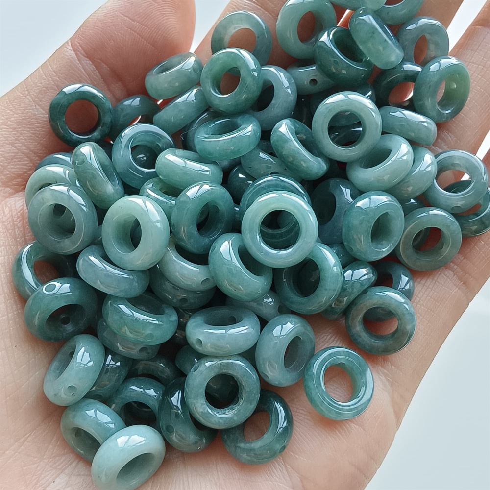 DDP 20pcs 10mm Natural Certificated Type A Blue Guatemalan Jadeite Donut And Ring Beads