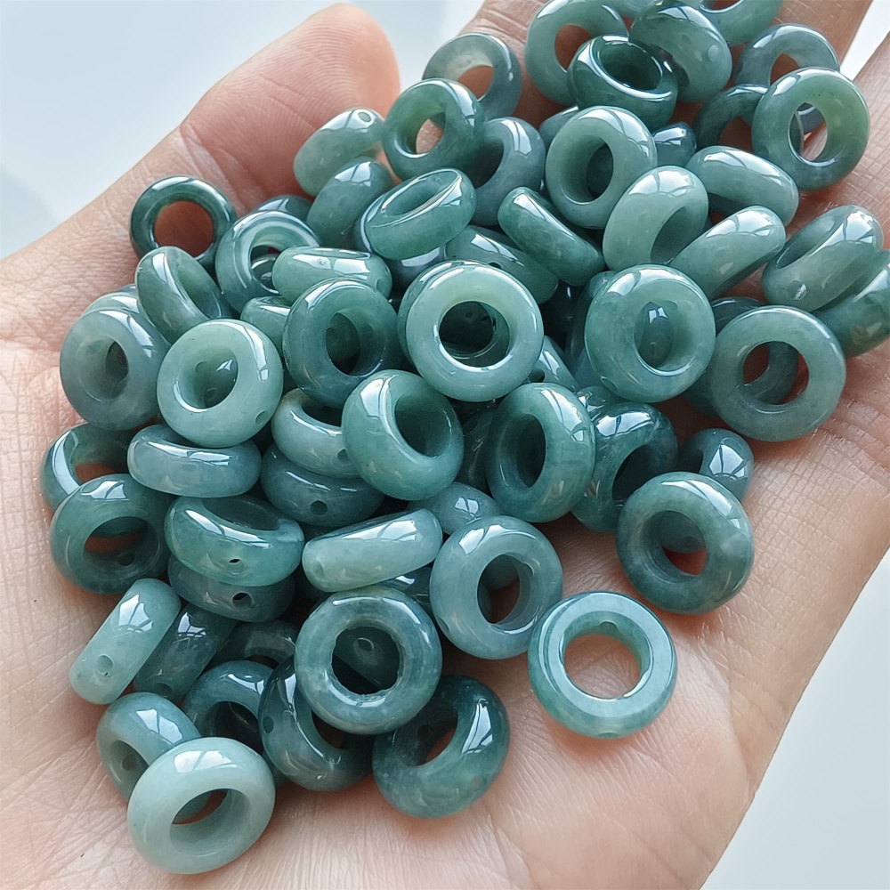 DDP 20pcs 10mm Natural Certificated Type A Blue Guatemalan Jadeite Donut And Ring Beads