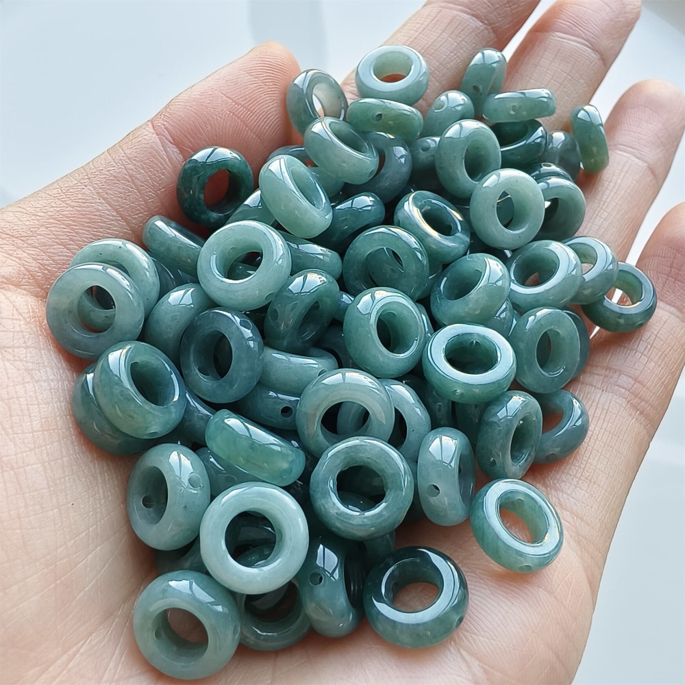 DDP 20pcs 10mm Natural Certificated Type A Blue Guatemalan Jadeite Donut And Ring Beads