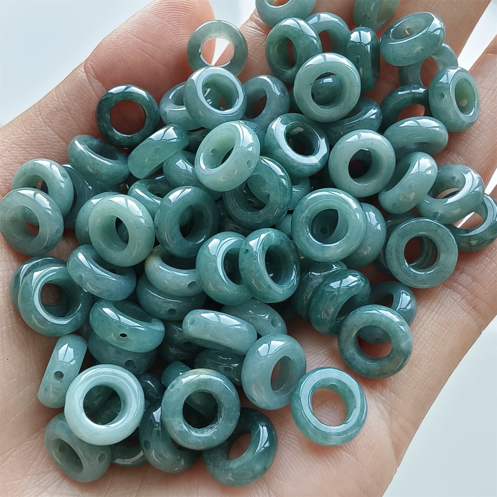 DDP 20pcs 10mm Natural Certificated Type A Blue Guatemalan Jadeite Donut And Ring Beads