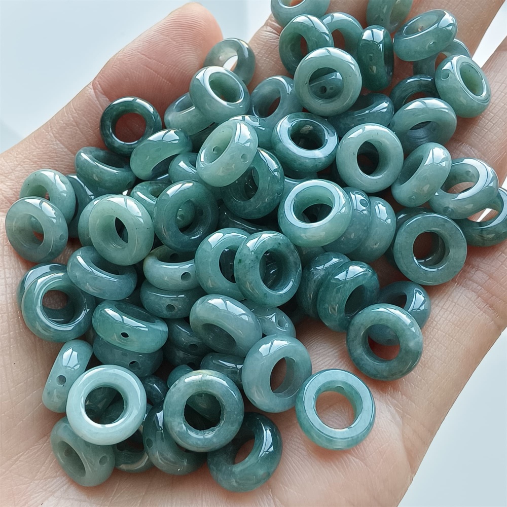 DDP 20pcs 10mm Natural Certificated Type A Blue Guatemalan Jadeite Donut And Ring Beads
