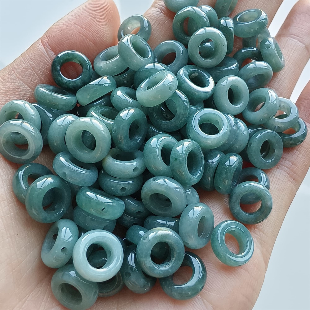 DDP 20pcs 10mm Natural Certificated Type A Blue Guatemalan Jadeite Donut And Ring Beads