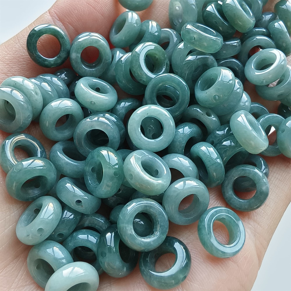 DDP 20pcs 10mm Natural Certificated Type A Blue Guatemalan Jadeite Donut And Ring Beads