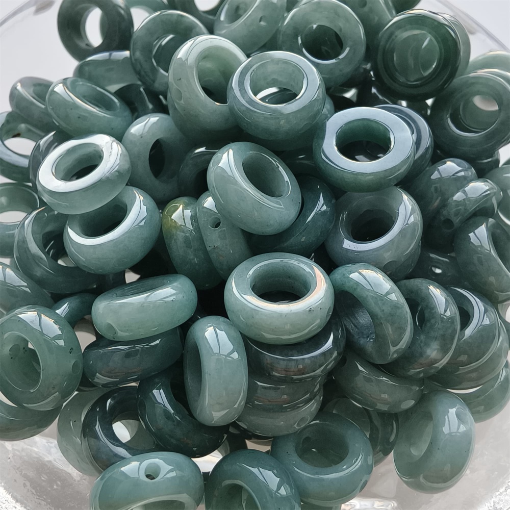 DDP 20pcs 10mm Natural Certificated Type A Blue Guatemalan Jadeite Donut And Ring Beads