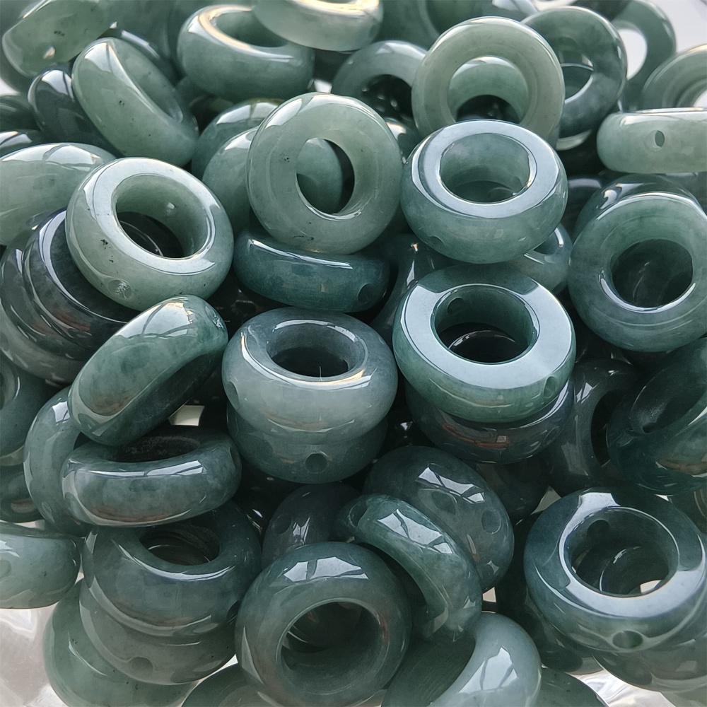DDP 20pcs 10mm Natural Certificated Type A Blue Guatemalan Jadeite Donut And Ring Beads