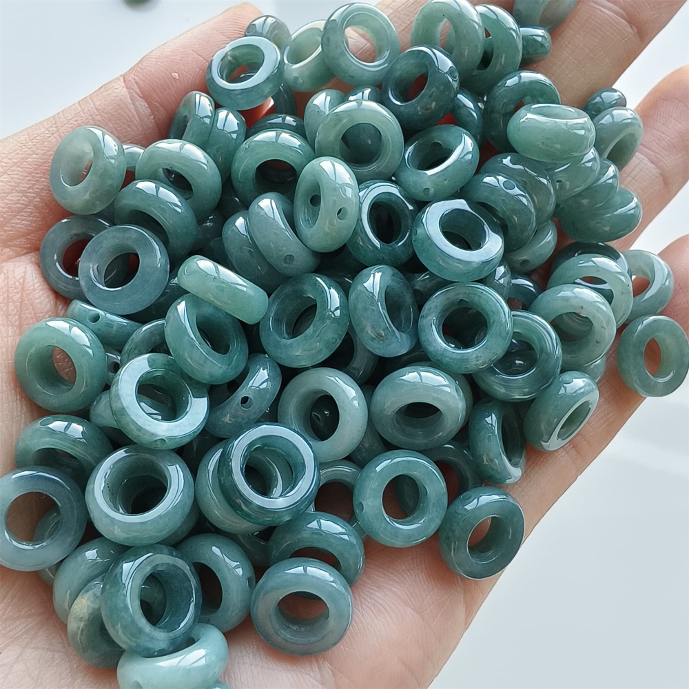 DDP 20pcs 10mm Natural Certificated Type A Blue Guatemalan Jadeite Donut And Ring Beads
