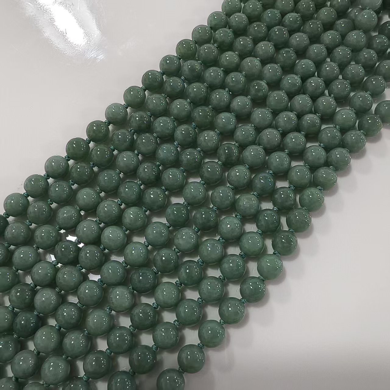 Custom order: 10 strands of green jadeite beads (processing fee included) and 5 strands yellow jadeite beads labor fee