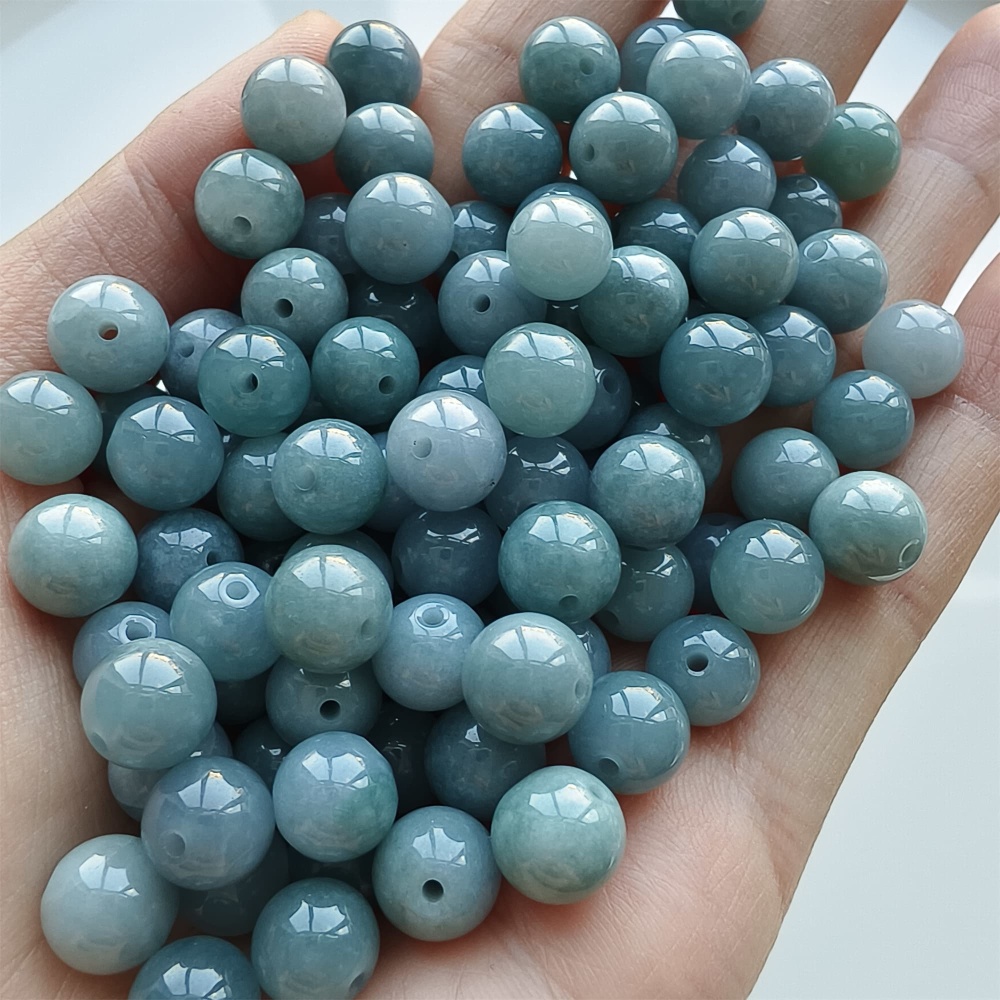 DDP 25pcs 8mm Natural Certificated Type A Blue Guatemalan Jadeite Round Beads