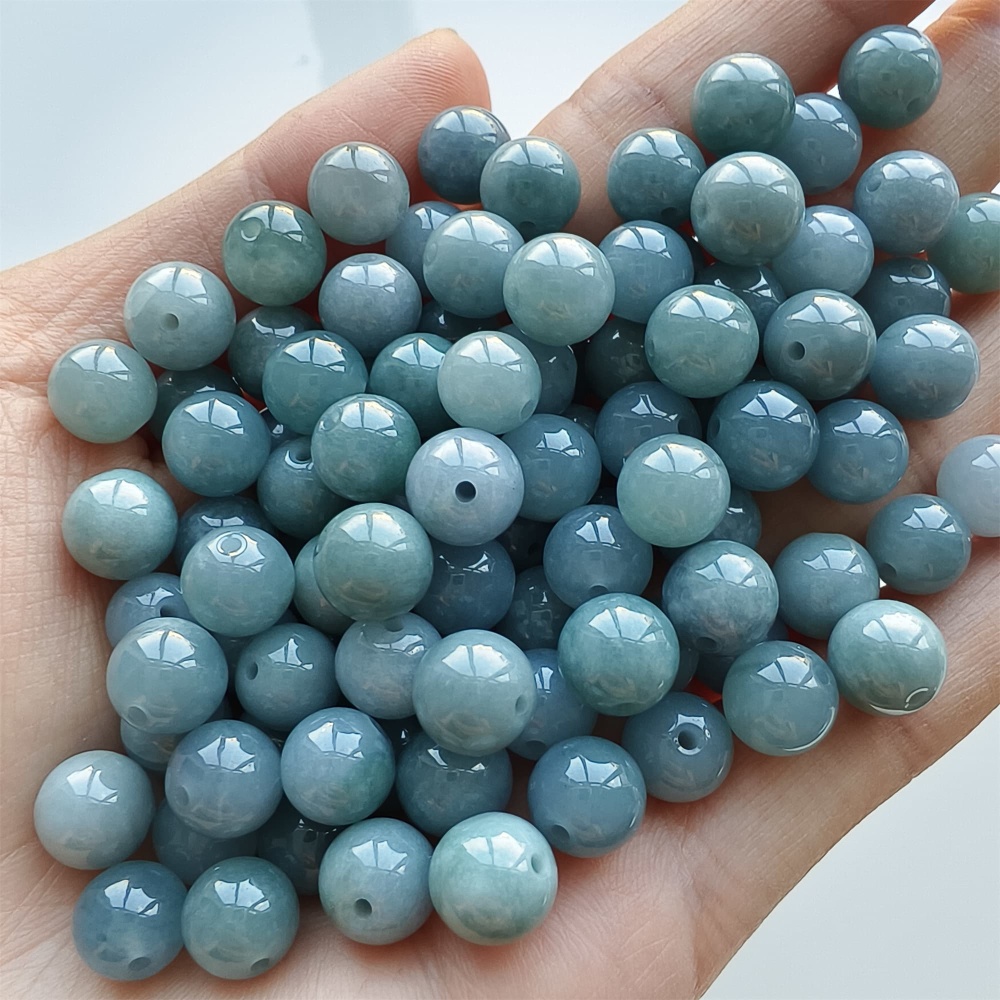 DDP 25pcs 8mm Natural Certificated Type A Blue Guatemalan Jadeite Round Beads