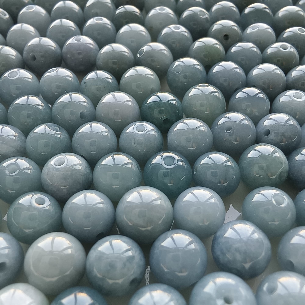 DDP 25pcs 8mm Natural Certificated Type A Blue Guatemalan Jadeite Round Beads