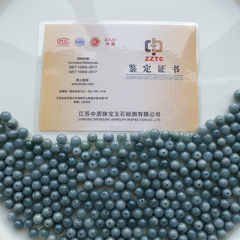 DDP 25pcs 8mm Natural Certificated Type A Blue Guatemalan Jadeite Round Beads
