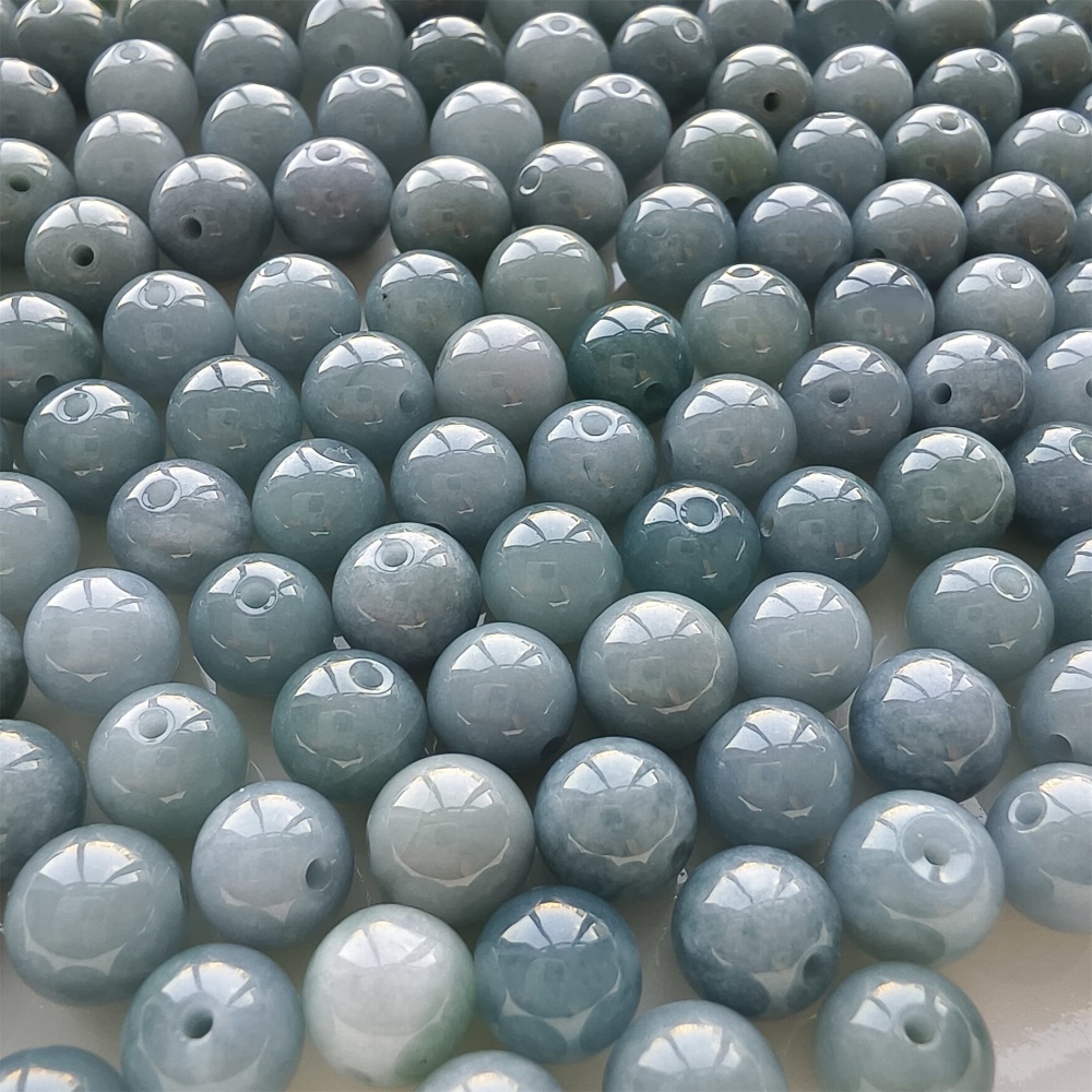 DDP 25pcs 8mm Natural Certificated Type A Blue Guatemalan Jadeite Round Beads
