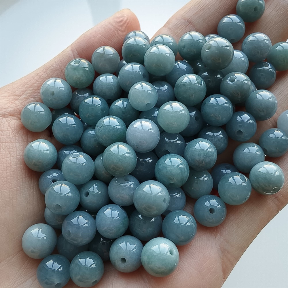 DDP 25pcs 8mm Natural Certificated Type A Blue Guatemalan Jadeite Round Beads