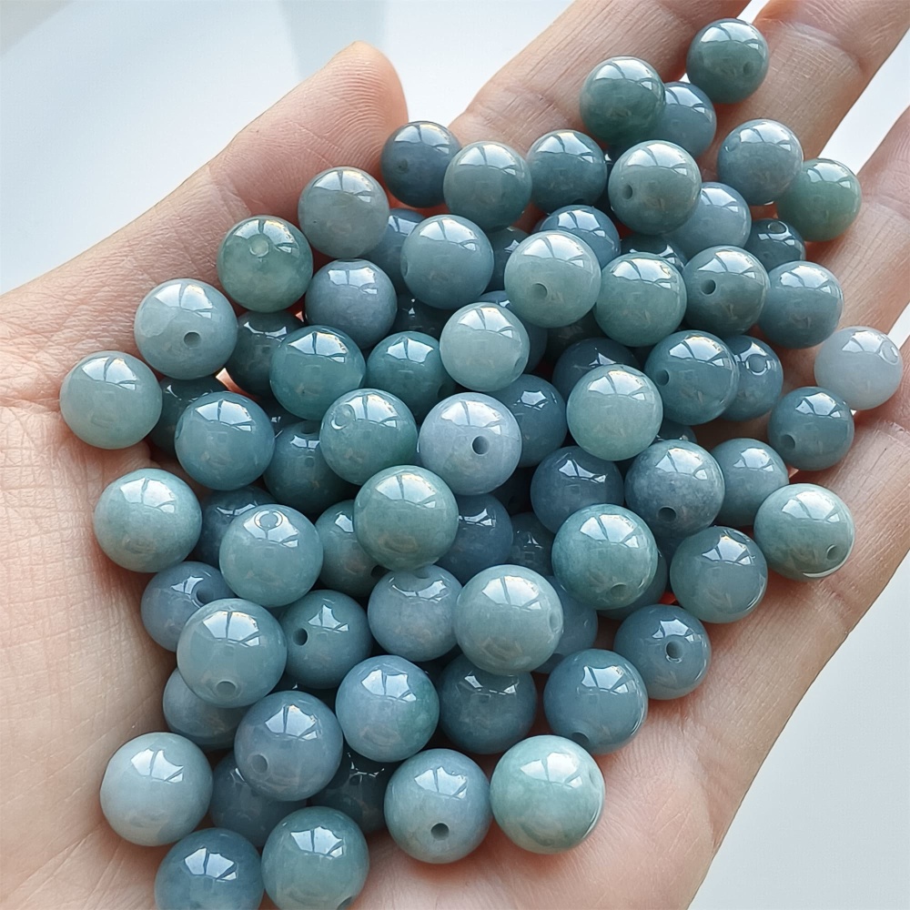 DDP 25pcs 8mm Natural Certificated Type A Blue Guatemalan Jadeite Round Beads