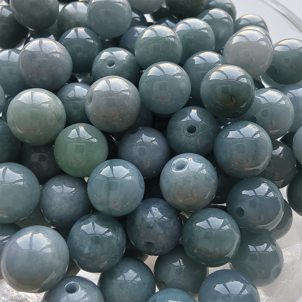 DDP 25pcs 8mm Natural Certificated Type A Blue Guatemalan Jadeite Round Beads