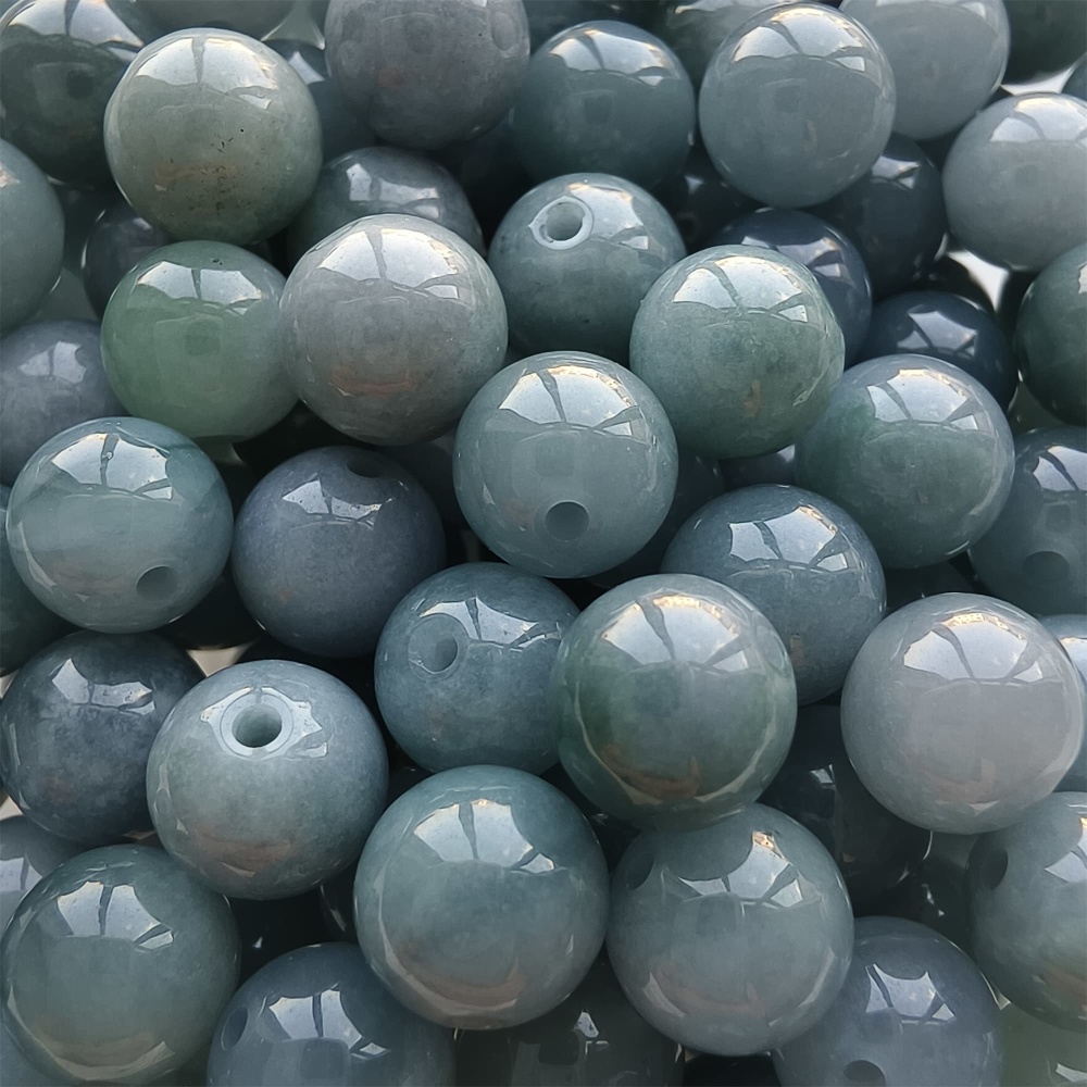 DDP 25pcs 8mm Natural Certificated Type A Blue Guatemalan Jadeite Round Beads
