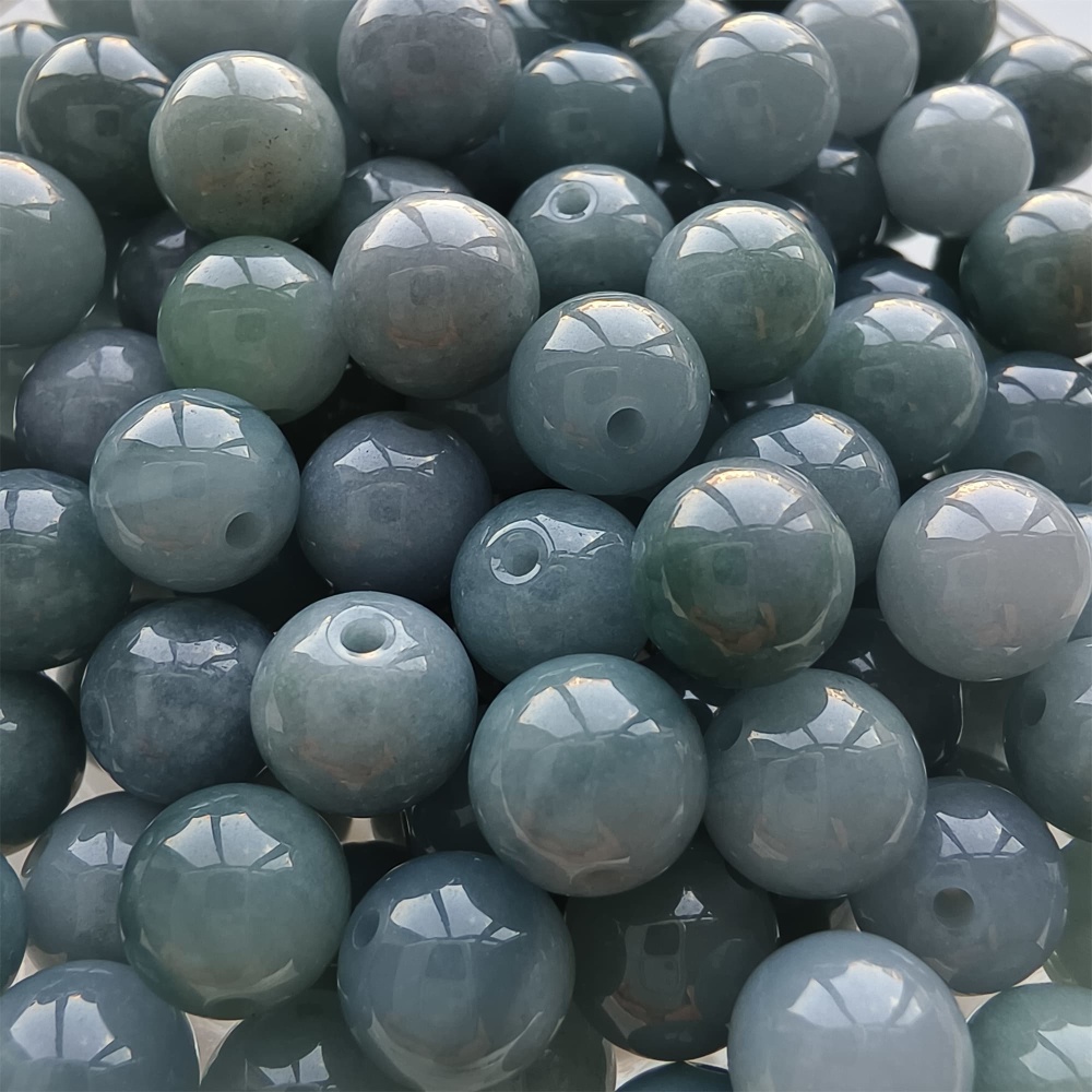 DDP 25pcs 8mm Natural Certificated Type A Blue Guatemalan Jadeite Round Beads