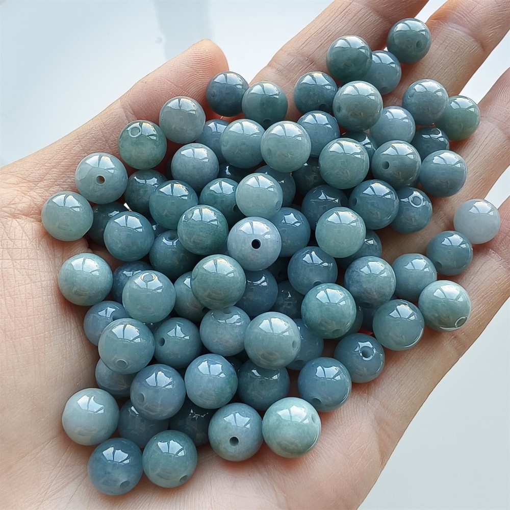 DDP 25pcs 8mm Natural Certificated Type A Blue Guatemalan Jadeite Round Beads