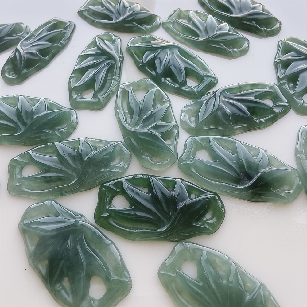 DDP 2pcs 31.5mm Natural Certificated Type A Blue Guatemalan Jadeite Filigree Bamboo Beads