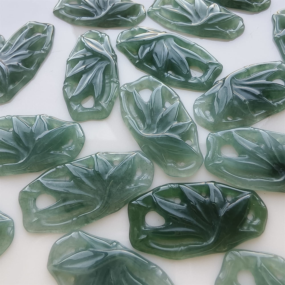DDP 2pcs 31.5mm Natural Certificated Type A Blue Guatemalan Jadeite Filigree Bamboo Beads