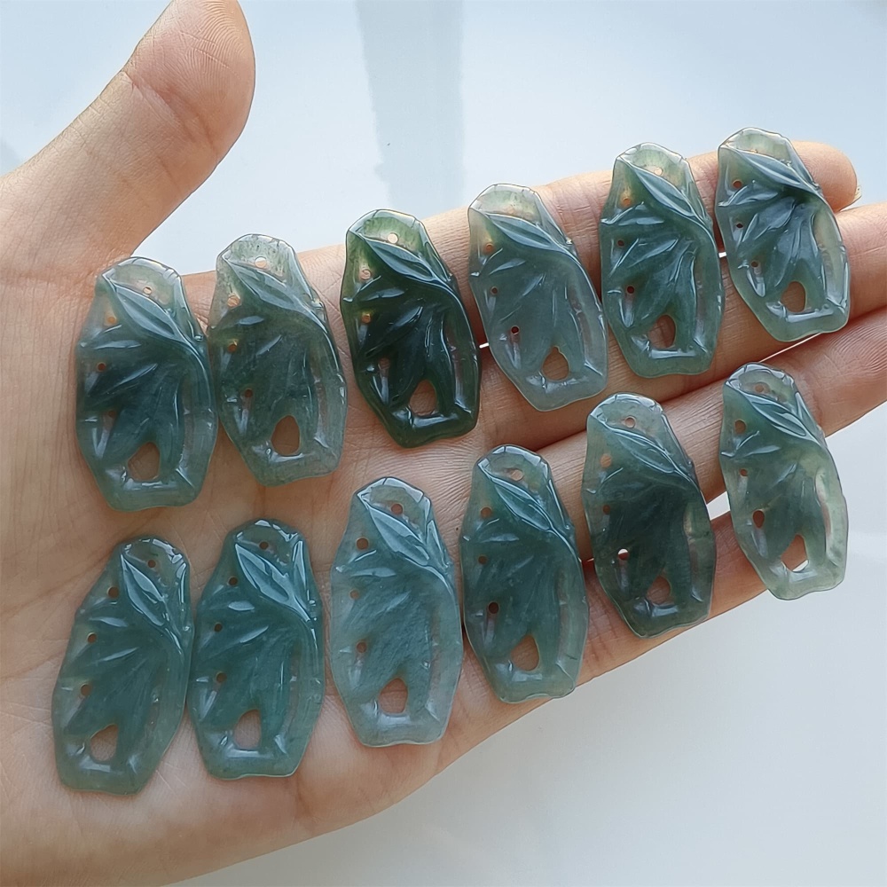 DDP 2pcs 31.5mm Natural Certificated Type A Blue Guatemalan Jadeite Filigree Bamboo Beads