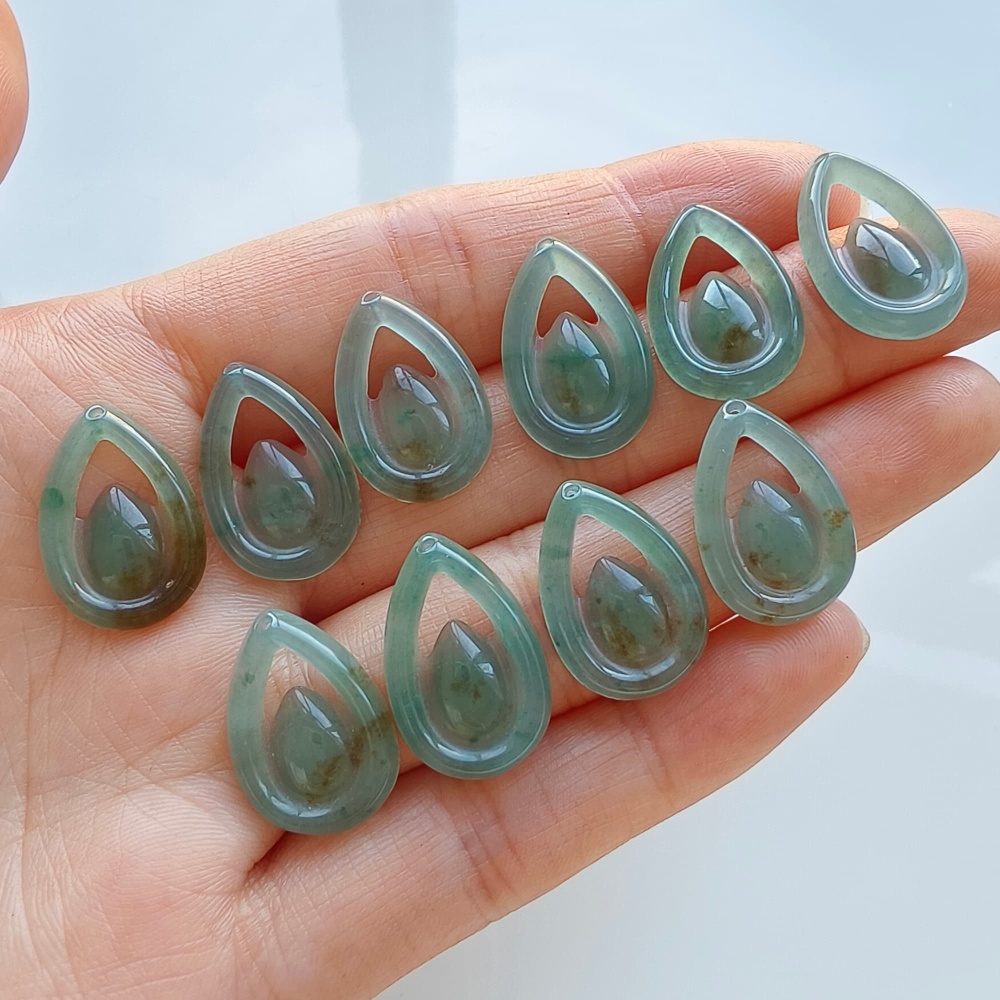 DDP 5pcs 18mm Natural Certificated Type A Blue Guatemalan Jadeite Teardrop Beads