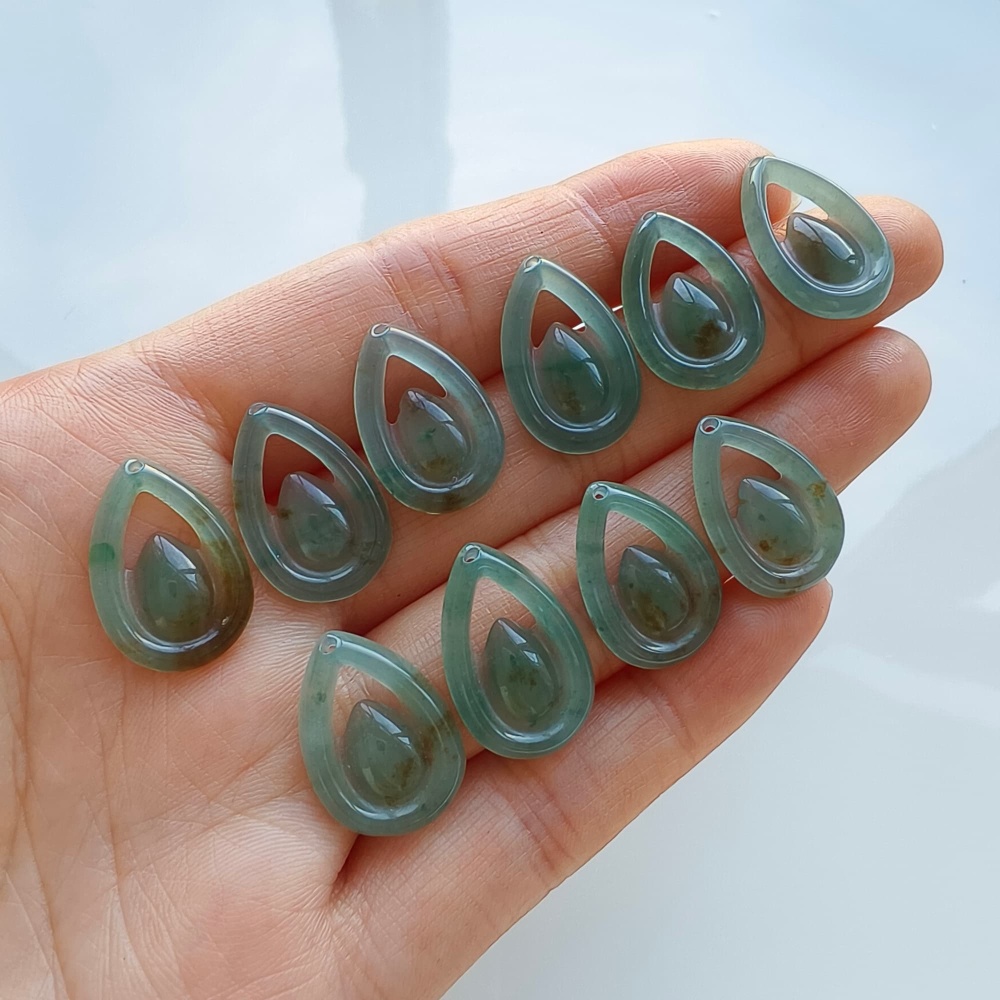 DDP 5pcs 18mm Natural Certificated Type A Blue Guatemalan Jadeite Teardrop Beads