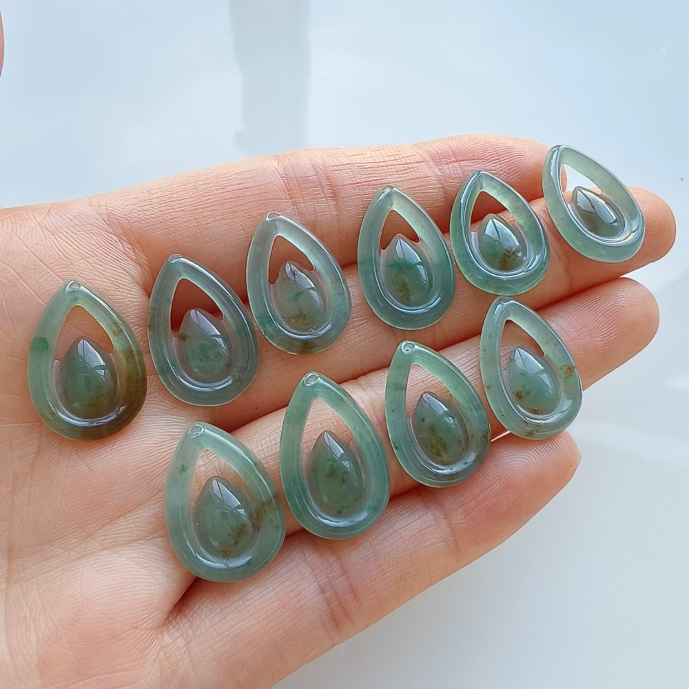 DDP 5pcs 18mm Natural Certificated Type A Blue Guatemalan Jadeite Teardrop Beads
