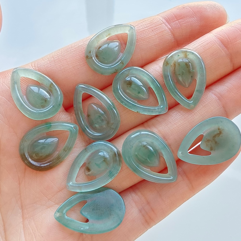 DDP 5pcs 18mm Natural Certificated Type A Blue Guatemalan Jadeite Teardrop Beads