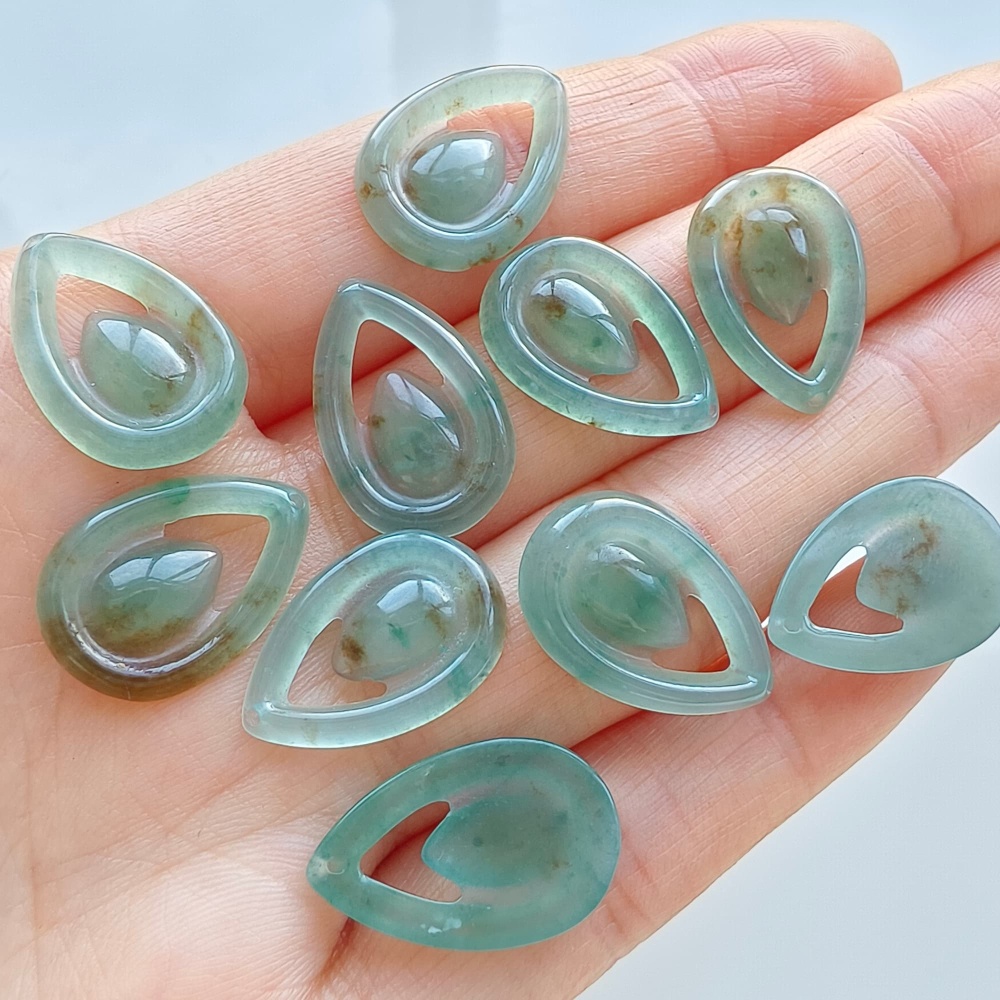 DDP 5pcs 18mm Natural Certificated Type A Blue Guatemalan Jadeite Teardrop Beads