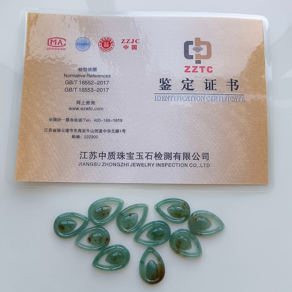 DDP 5pcs 18mm Natural Certificated Type A Blue Guatemalan Jadeite Teardrop Beads