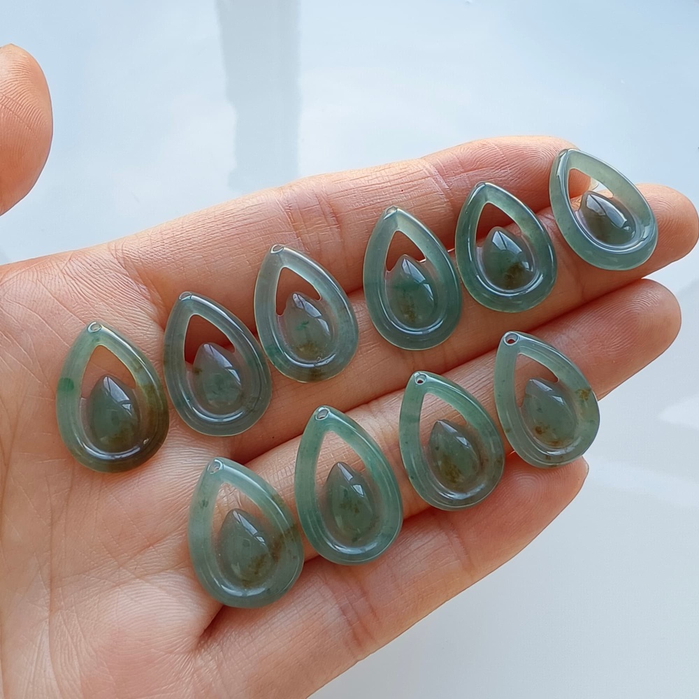 DDP 5pcs 18mm Natural Certificated Type A Blue Guatemalan Jadeite Teardrop Beads