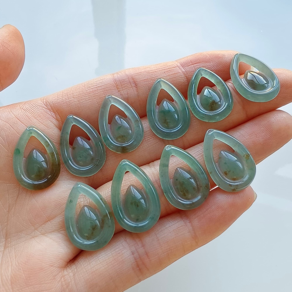 DDP 5pcs 18mm Natural Certificated Type A Blue Guatemalan Jadeite Teardrop Beads