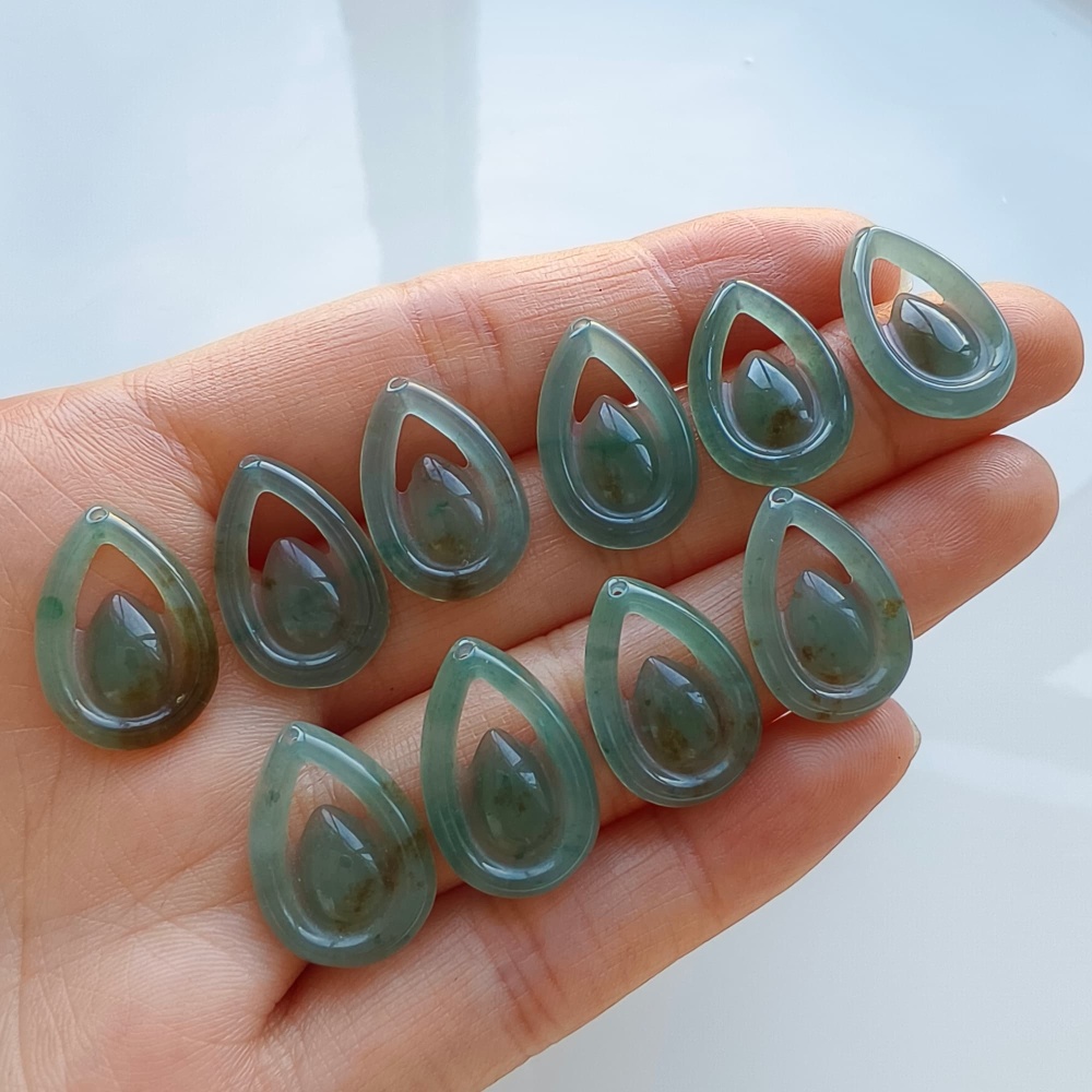 DDP 5pcs 18mm Natural Certificated Type A Blue Guatemalan Jadeite Teardrop Beads
