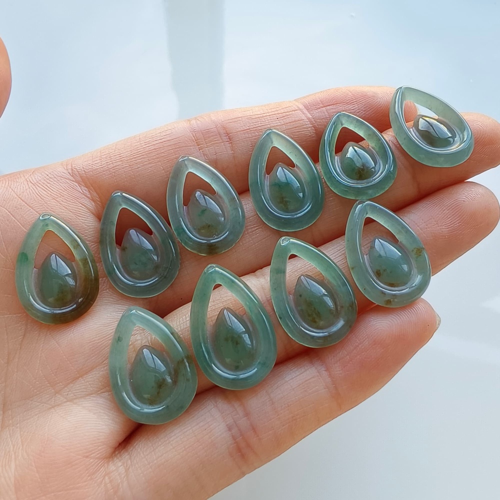 DDP 5pcs 18mm Natural Certificated Type A Blue Guatemalan Jadeite Teardrop Beads