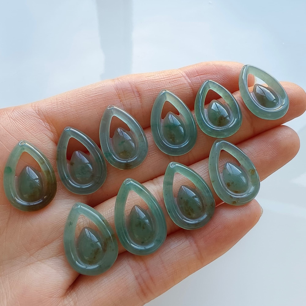 DDP 5pcs 18mm Natural Certificated Type A Blue Guatemalan Jadeite Teardrop Beads
