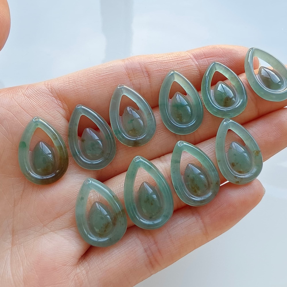 DDP 5pcs 18mm Natural Certificated Type A Blue Guatemalan Jadeite Teardrop Beads