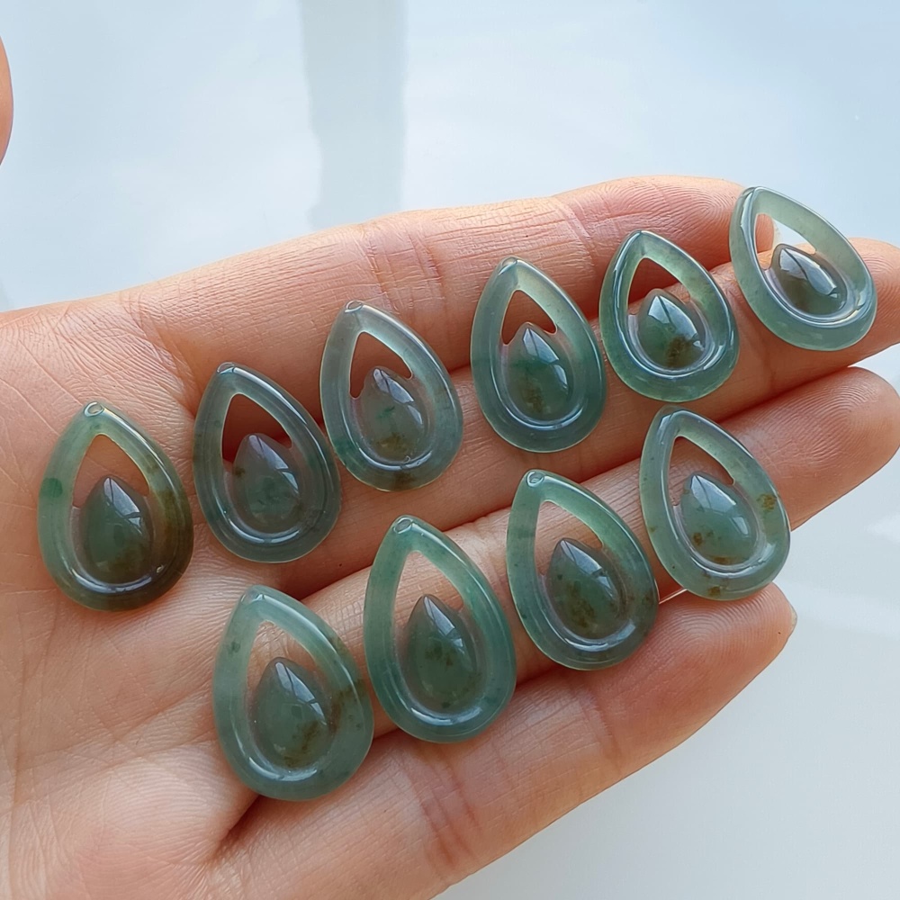 DDP 5pcs 18mm Natural Certificated Type A Blue Guatemalan Jadeite Teardrop Beads