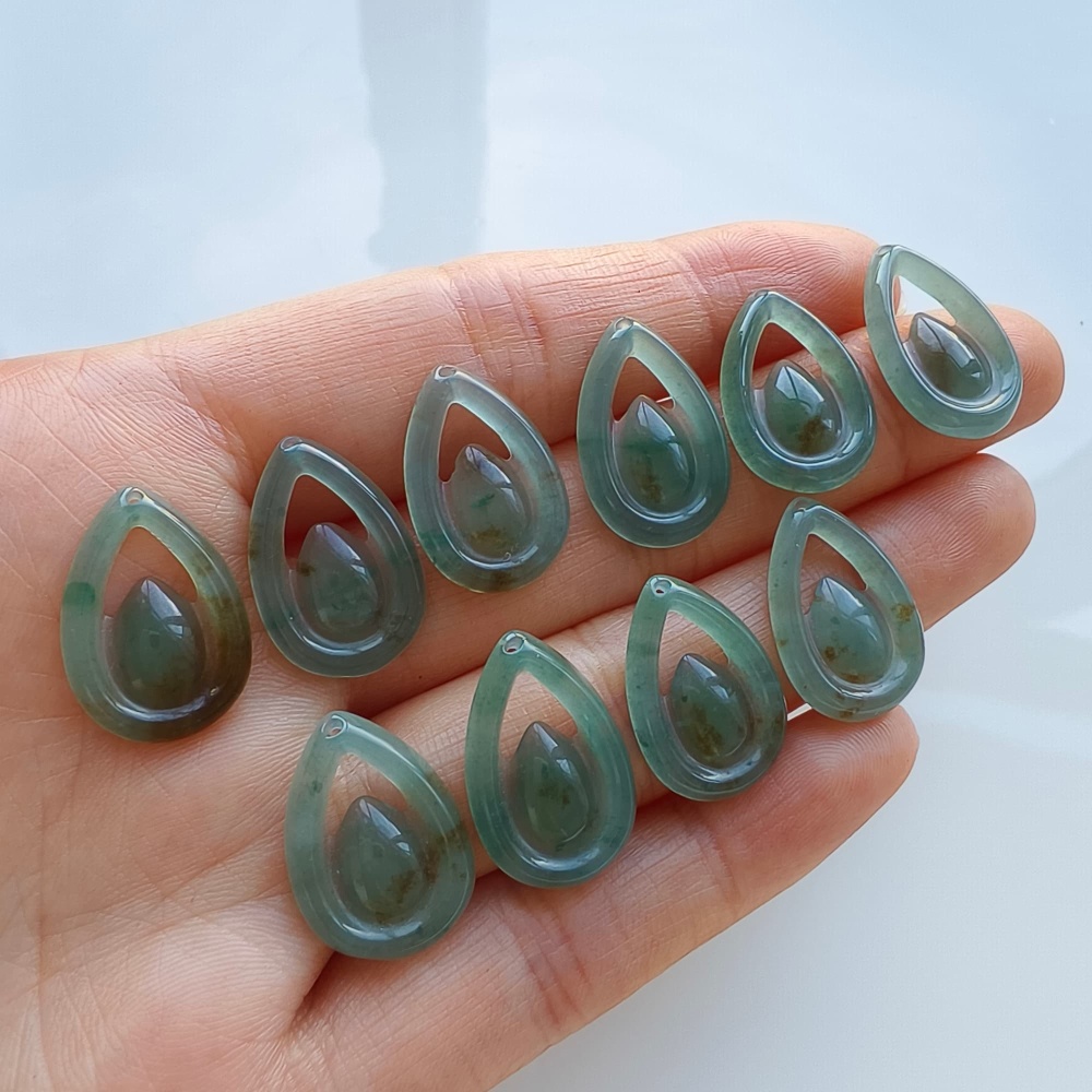 DDP 5pcs 18mm Natural Certificated Type A Blue Guatemalan Jadeite Teardrop Beads