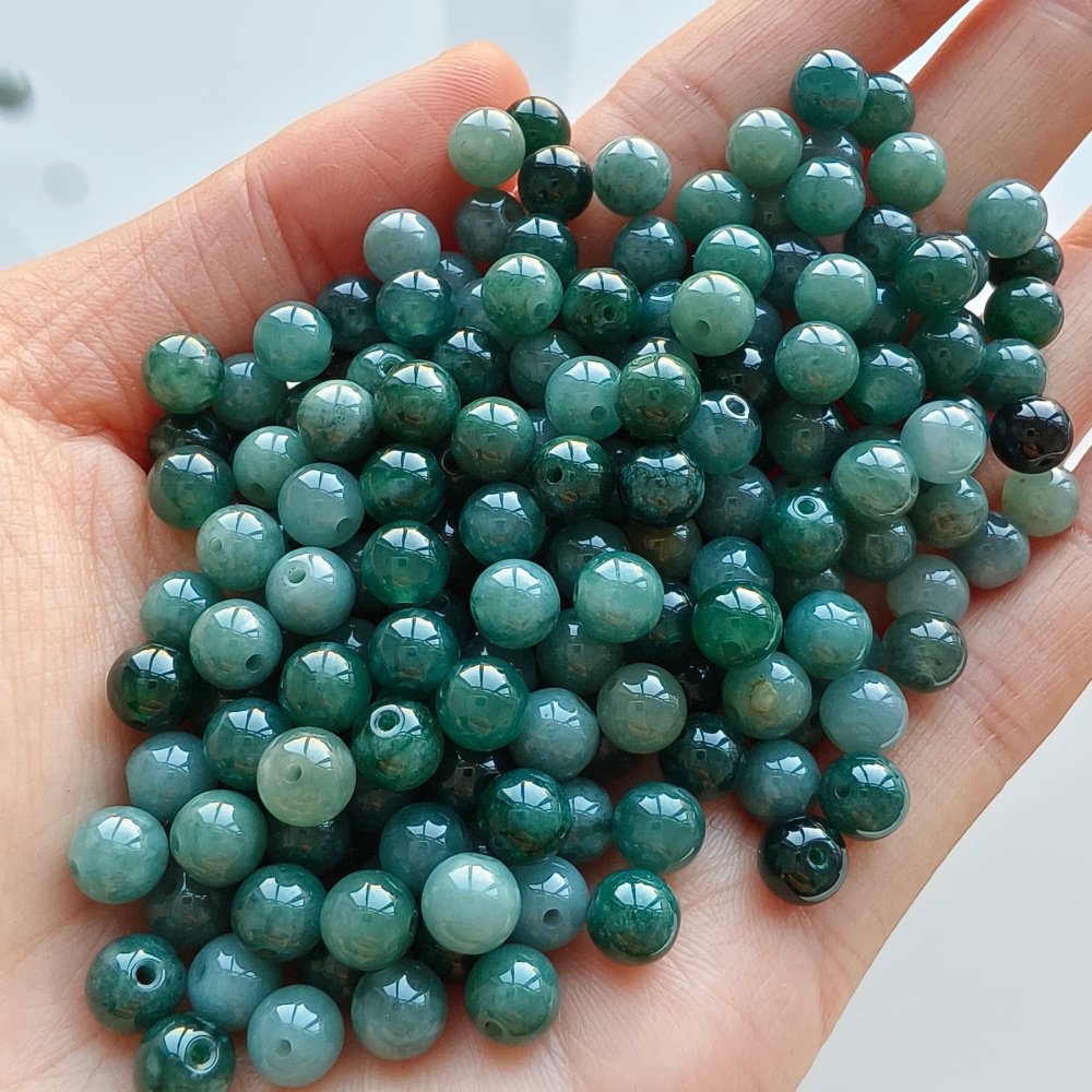 DDP 50pcs 6mm Natural Certificated Type A Blue Guatemalan Jadeite Round Beads