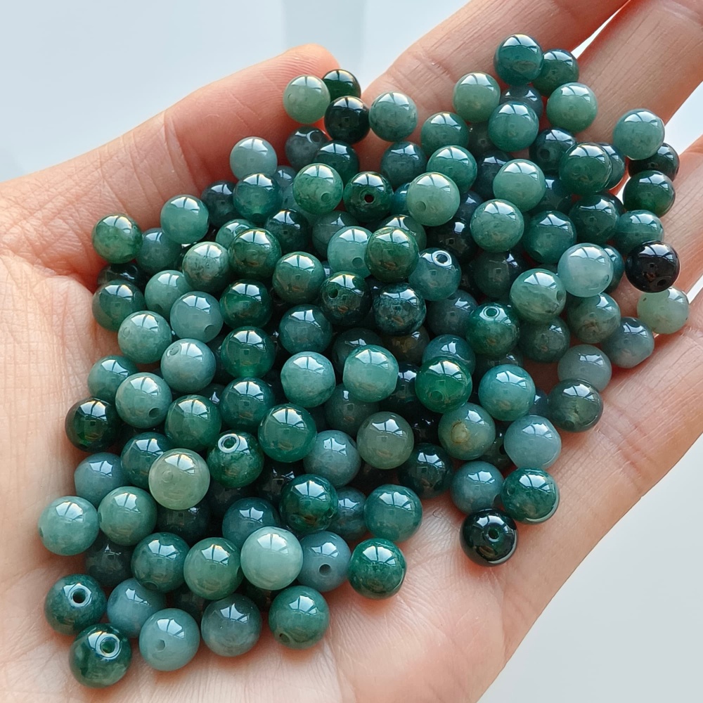 DDP 50pcs 6mm Natural Certificated Type A Blue Guatemalan Jadeite Round Beads