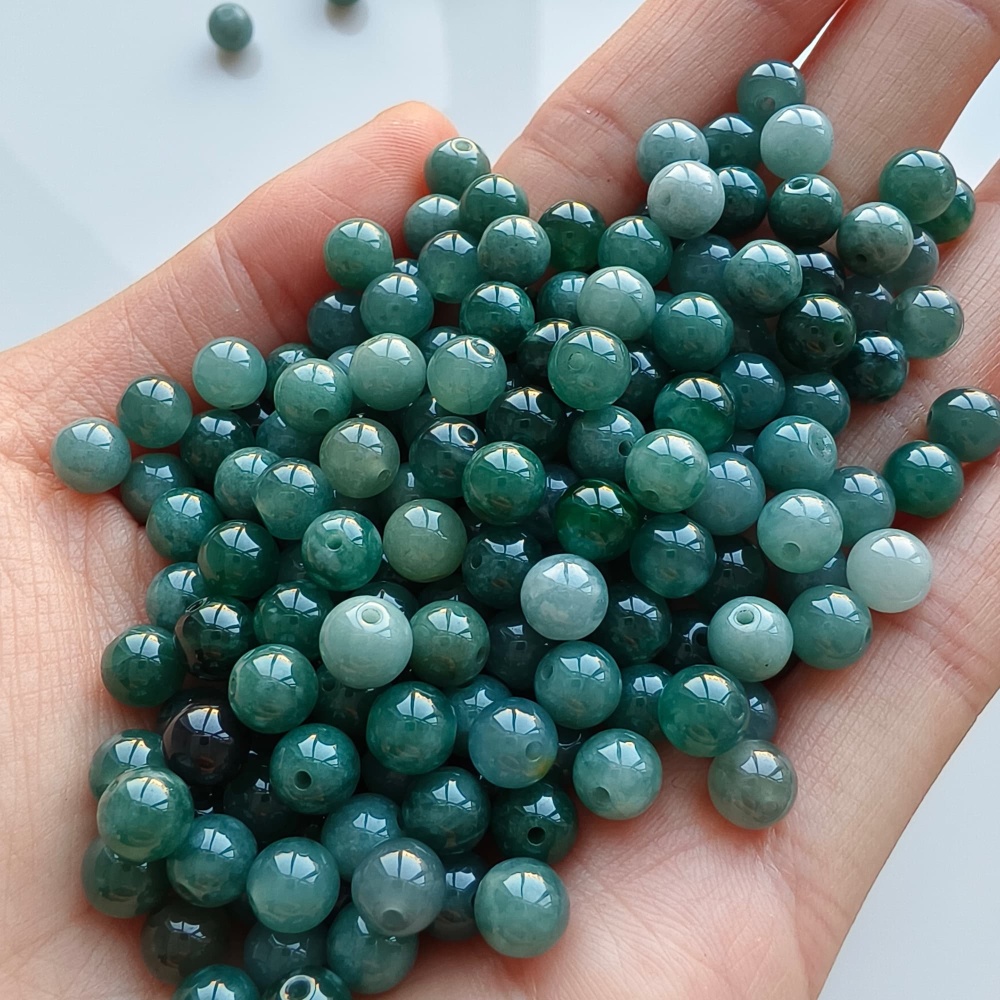 DDP 50pcs 6mm Natural Certificated Type A Blue Guatemalan Jadeite Round Beads