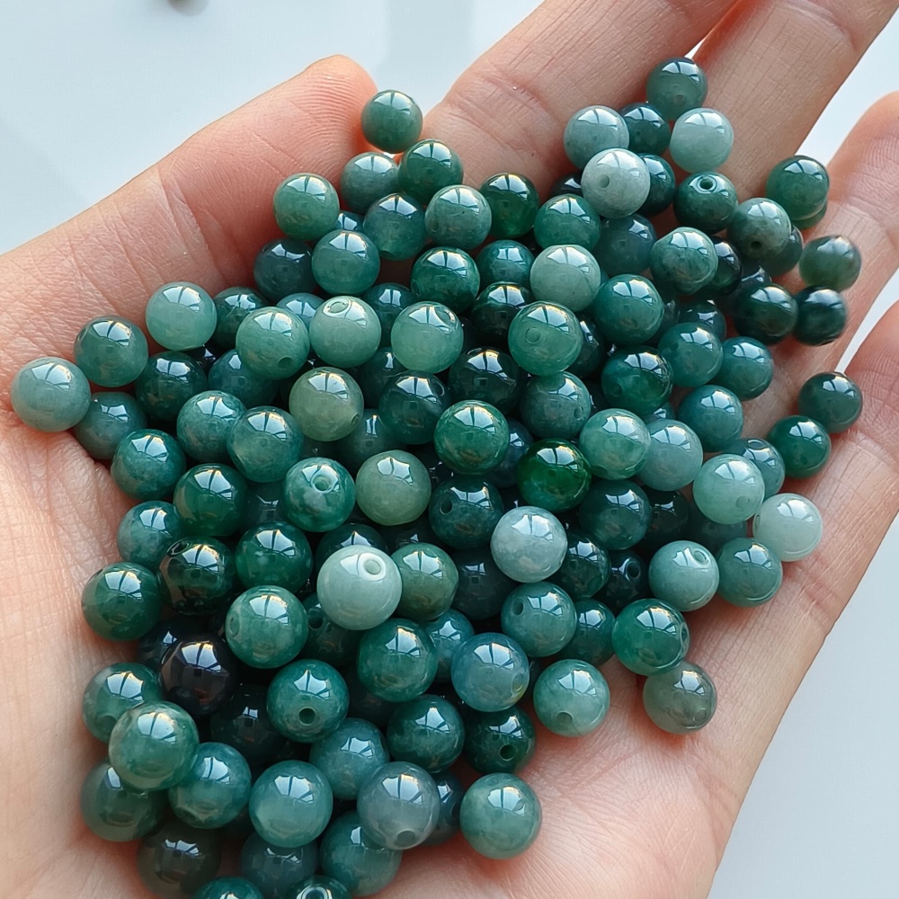 DDP 50pcs 6mm Natural Certificated Type A Blue Guatemalan Jadeite Round Beads