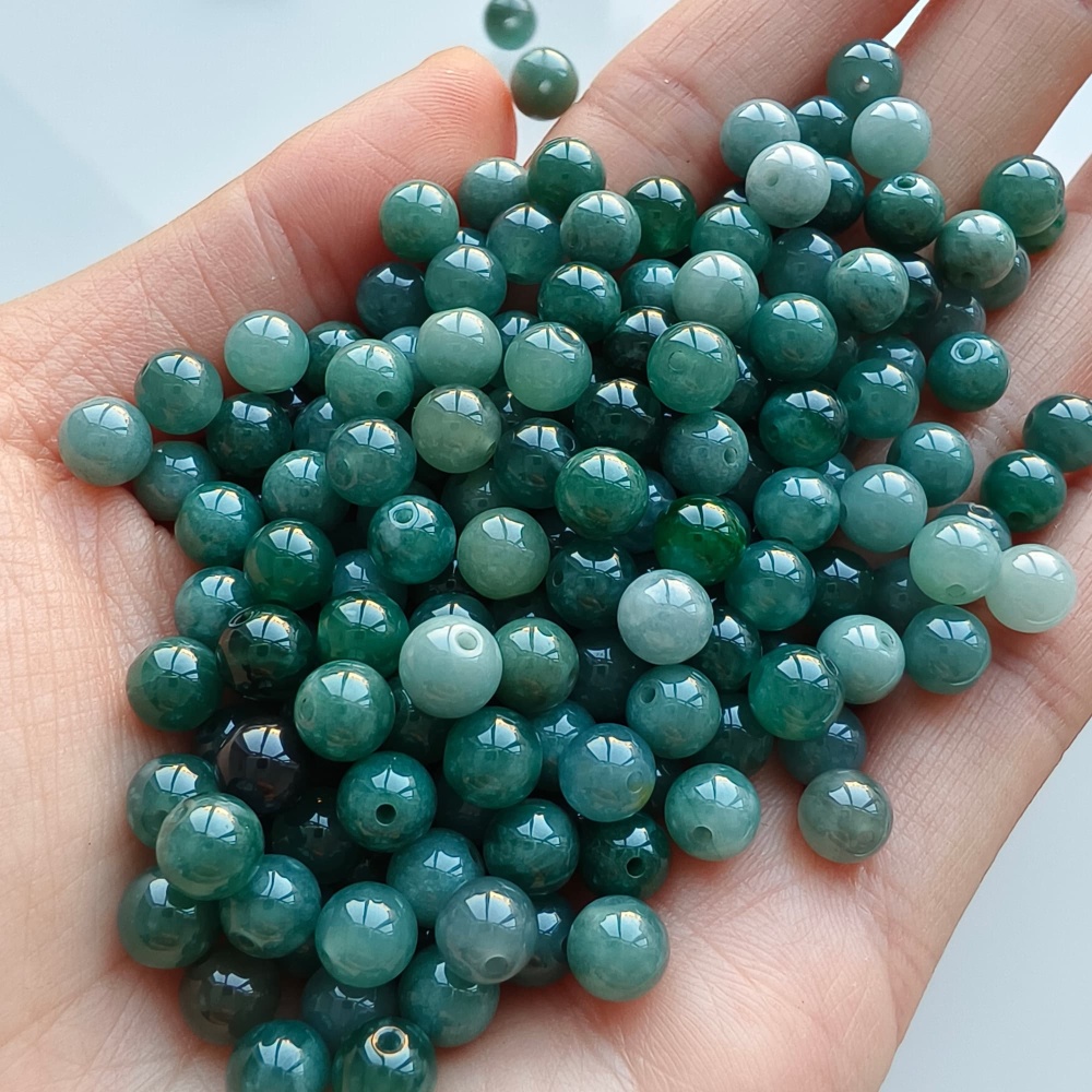 DDP 50pcs 6mm Natural Certificated Type A Blue Guatemalan Jadeite Round Beads