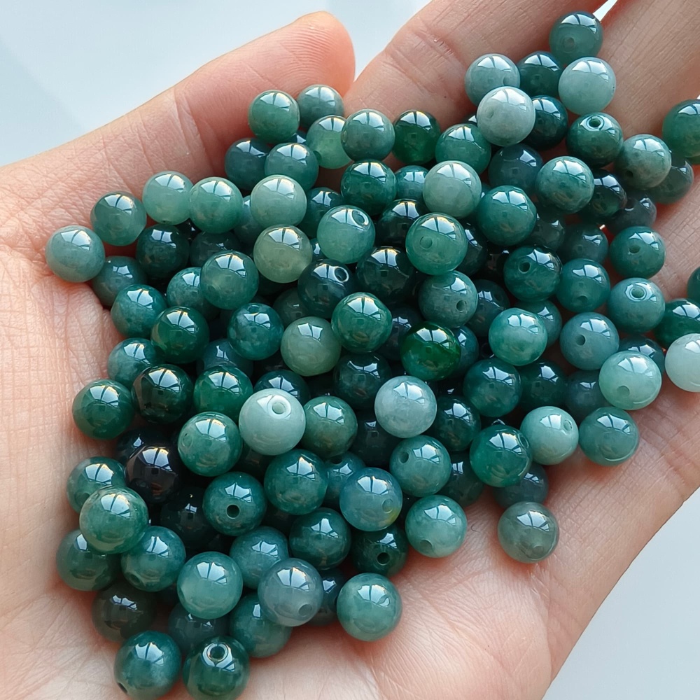 DDP 50pcs 6mm Natural Certificated Type A Blue Guatemalan Jadeite Round Beads