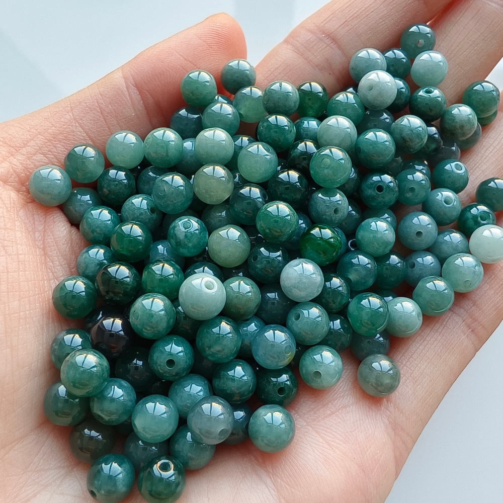 DDP 50pcs 6mm Natural Certificated Type A Blue Guatemalan Jadeite Round Beads