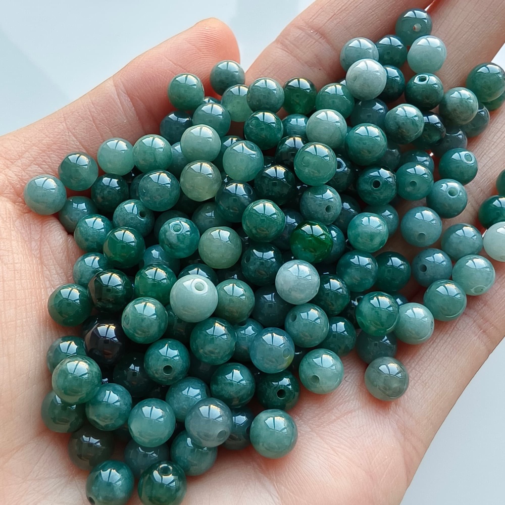 DDP 50pcs 6mm Natural Certificated Type A Blue Guatemalan Jadeite Round Beads